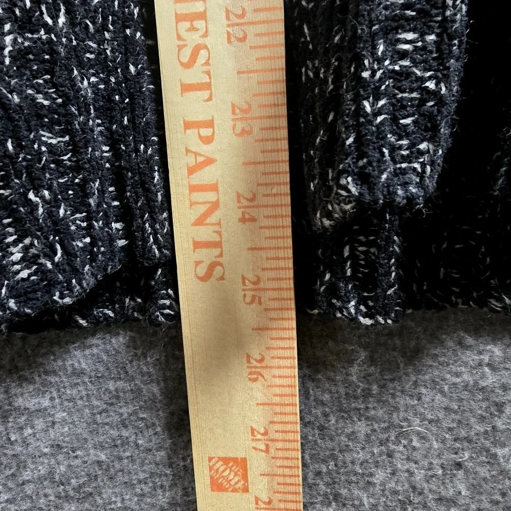 Eddie‎ Bauer Sweater Women M Long Turtleneck Black White Oversize Heavy Weight